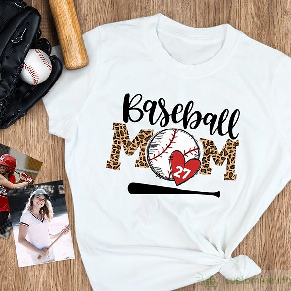 Personalized Baseball Mom T-Shirt With Name | CustomFeeling